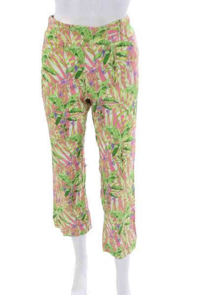 J. Mclaughlin Women Cropped Floral Rayon Pull On Pants Multicolor Size 10