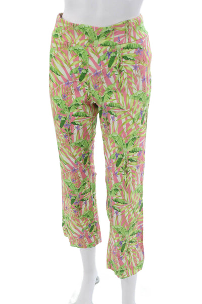 J. Mclaughlin Women Cropped Floral Rayon Pull On Pants Multicolor Size 10