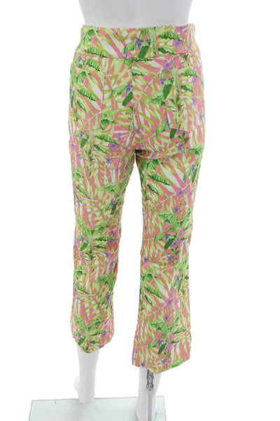 J. Mclaughlin Women Cropped Floral Rayon Pull On Pants Multicolor Size 10