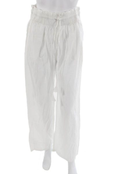Sole Womens White Cotton Drawstring Pants 32 Inseam Size L