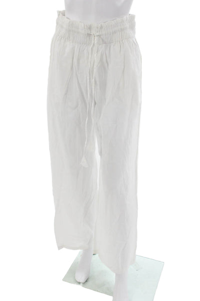 Sole Womens White Cotton Drawstring Pants 32 Inseam Size L