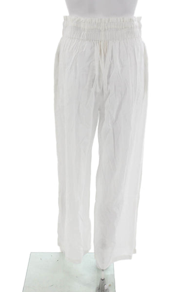 Sole Womens White Cotton Drawstring Pants 32 Inseam Size L