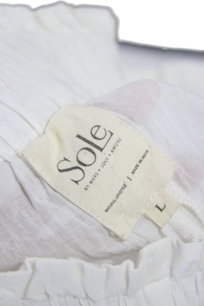 Sole Womens White Cotton Drawstring Pants 32 Inseam Size L