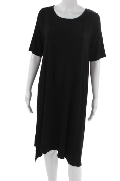 Eileen Fisher Womens T-Shirt Dress Black Short Sleeve Round Neck Size M
