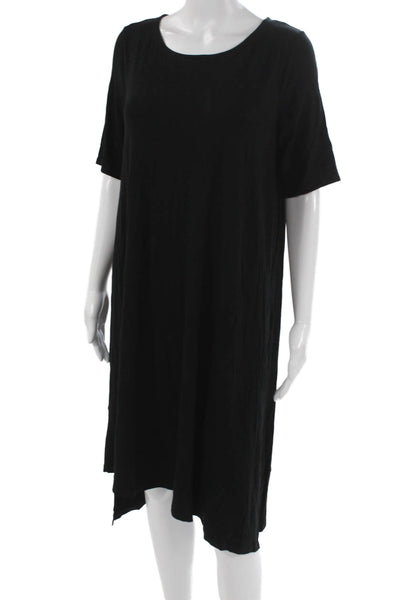 Eileen Fisher Womens T-Shirt Dress Black Short Sleeve Round Neck Size M