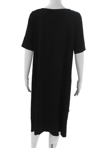 Eileen Fisher Womens T-Shirt Dress Black Short Sleeve Round Neck Size M