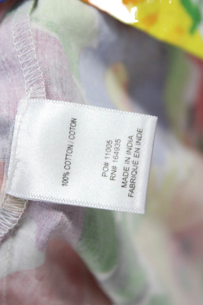 Frances Valentine Womens Maxi Dress Multicolor Floral Cotton 3/4 Sleeve Size S