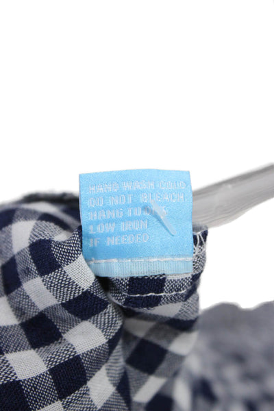 J. Mclaughlin Women A-Line Gingham Blue Linen Cotton Short Sleeve Dress Size 12