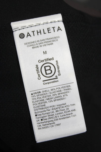 Athleta Women Track Jacket Black Polyester Zip Long Sleeve Size M
