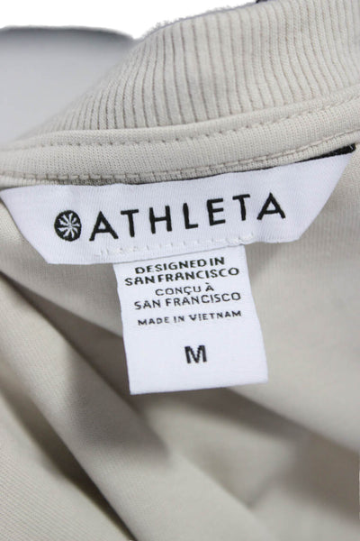 Athleta Womens Pullover T Shirt Beige Cotton Crew Neck 3/4 Sleeve Size M