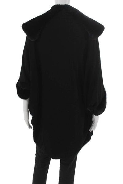 Capote Womens Black Basic Cape Jacket 3/4 Sleeve Button Rayon Spandex Size M