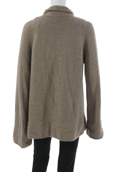 Elizabeth McKay Women Beige Cashmere Wrap Sweater Cowl Neck Longsleeve Size L