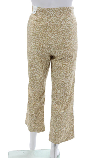 J. Mclaughlin Womens Cropped Animal Print Beige Pull On Pants Size 10