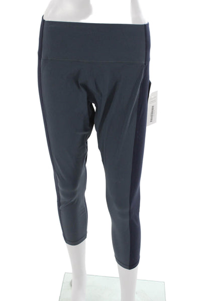 Athleta Womens Cropped Colorblock Nylon Leggings Blue Size XL