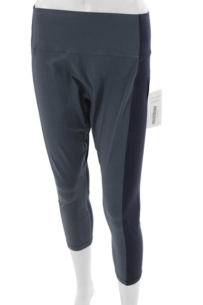 Athleta Womens Cropped Colorblock Nylon Leggings Blue Size XL