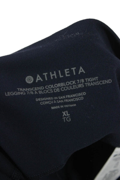 Athleta Womens Cropped Colorblock Nylon Leggings Blue Size XL