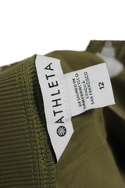 Athleta Women Green Ankle Pants Pull On Polyester Solid Inseam 28 Size 12
