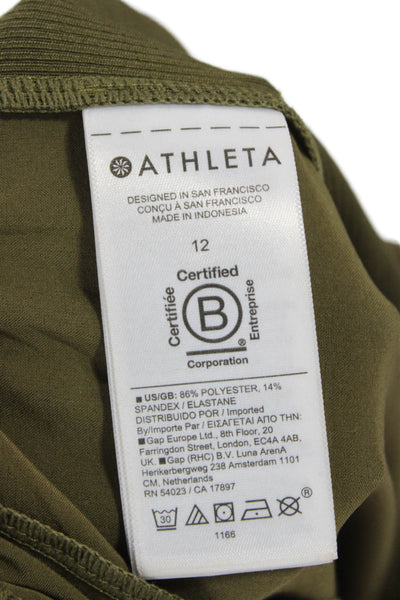 Athleta Women Green Ankle Pants Pull On Polyester Solid Inseam 28 Size 12
