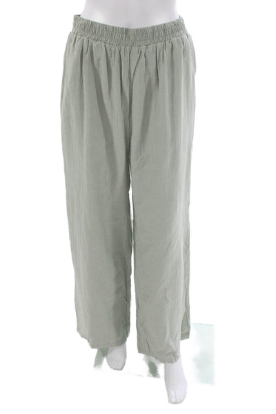 Paper Crane Womens Rayon Pull On Solid Green Pants Size L