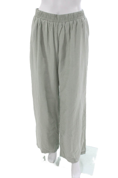 Paper Crane Womens Rayon Pull On Solid Green Pants Size L