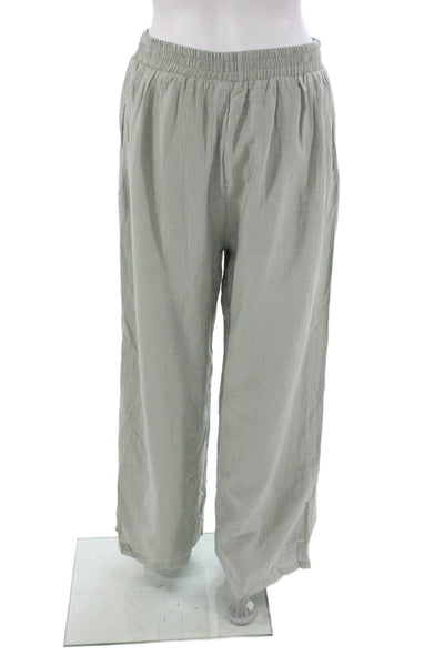 Paper Crane Womens Rayon Pull On Solid Green Pants Size L