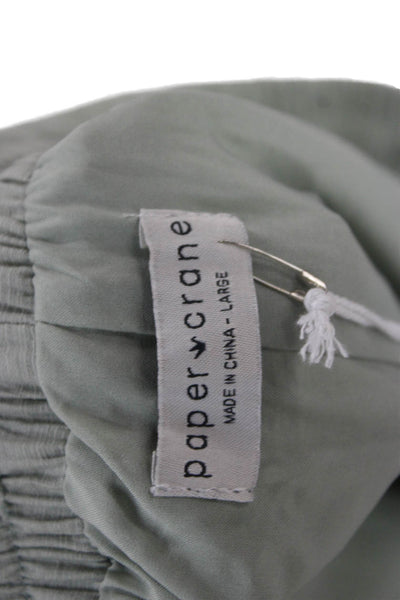 Paper Crane Womens Rayon Pull On Solid Green Pants Size L