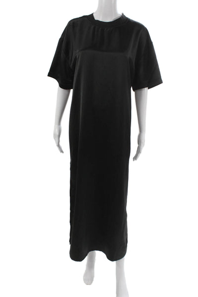 Mable Women Maxi Dress Black Mock Neck Short Sleeve Size L