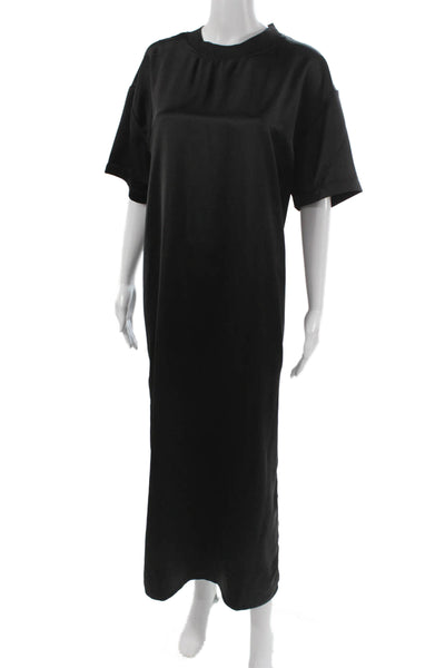 Mable Women Maxi Dress Black Mock Neck Short Sleeve Size L