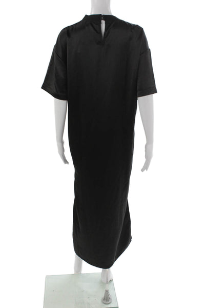 Mable Women Maxi Dress Black Mock Neck Short Sleeve Size L