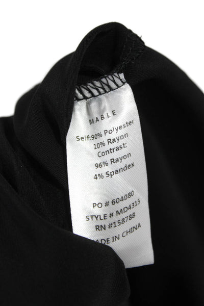 Mable Women Maxi Dress Black Mock Neck Short Sleeve Size L