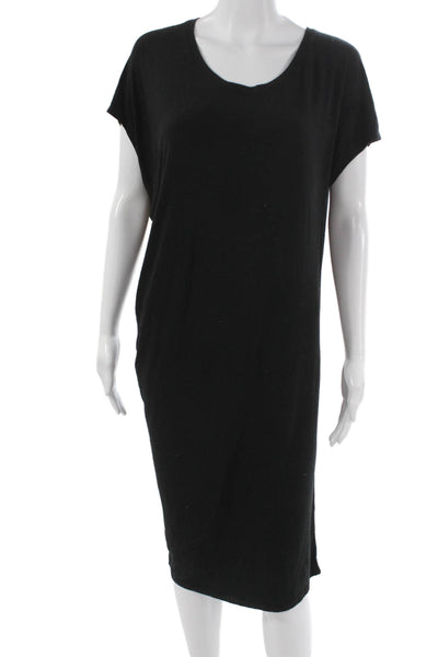 Athleta Womens T-Shirt Dress Black Scoop Neck Short Sleeve Modal Size M