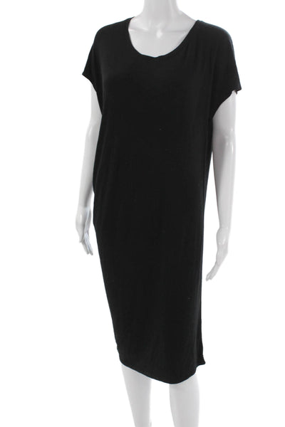 Athleta Womens T-Shirt Dress Black Scoop Neck Short Sleeve Modal Size M