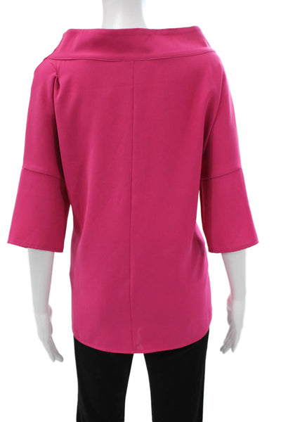 Suzy D Womens Basic Blouse Pink Cowl Neck 3/4 Sleeve Polyester Size S