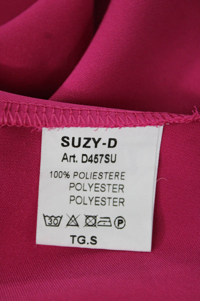 Suzy D Womens Basic Blouse Pink Cowl Neck 3/4 Sleeve Polyester Size S