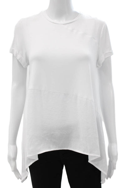 Renuar Women Tunic Blouse White Short Sleeve Round Neck Polyester Size XS