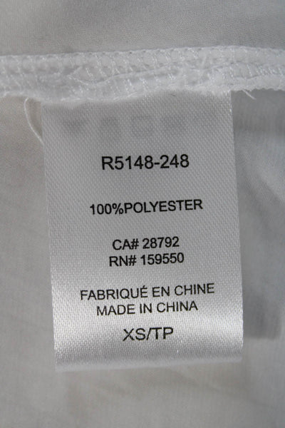 Renuar Women Tunic Blouse White Short Sleeve Round Neck Polyester Size XS