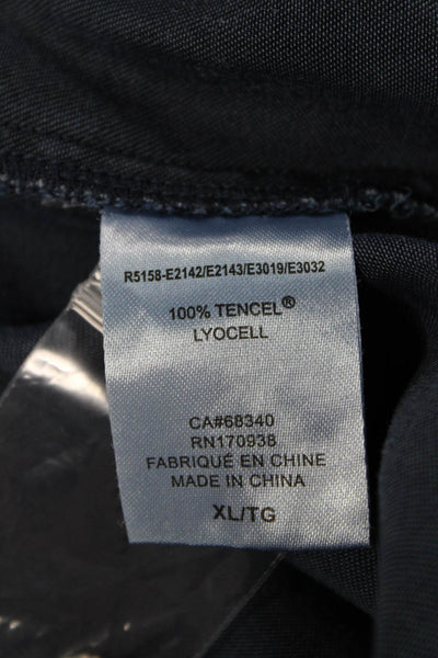 Renuar Women Collared Long Sleeve Button Up Basic Blue Tencel Lyocell Size XL