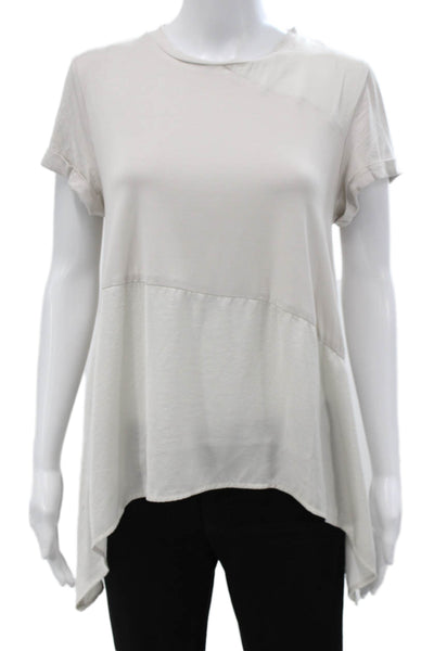 Renuar Women Tunic Blouse Beige Polyester Short Sleeve Round Neck Size S