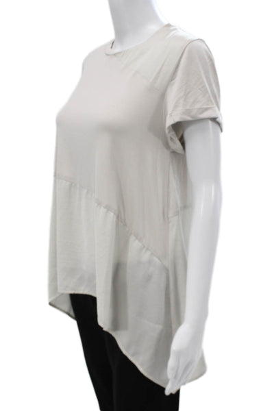Renuar Women Tunic Blouse Beige Polyester Short Sleeve Round Neck Size S