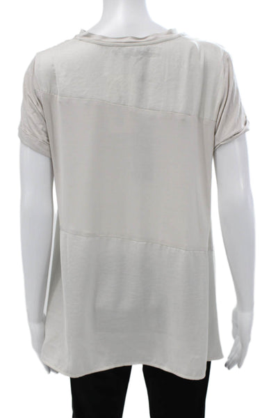 Renuar Women Tunic Blouse Beige Polyester Short Sleeve Round Neck Size S