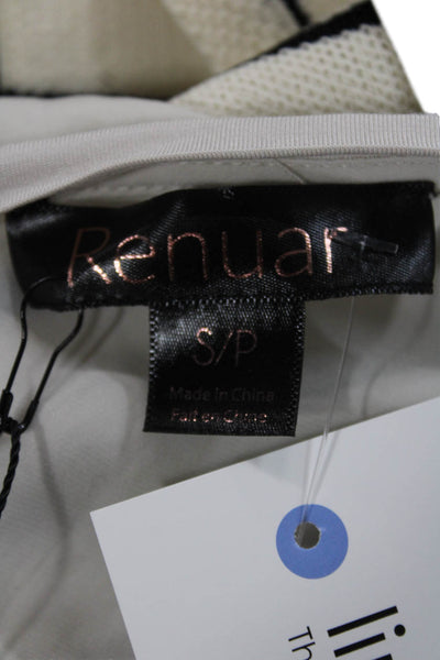 Renuar Women Tunic Blouse Beige Polyester Short Sleeve Round Neck Size S