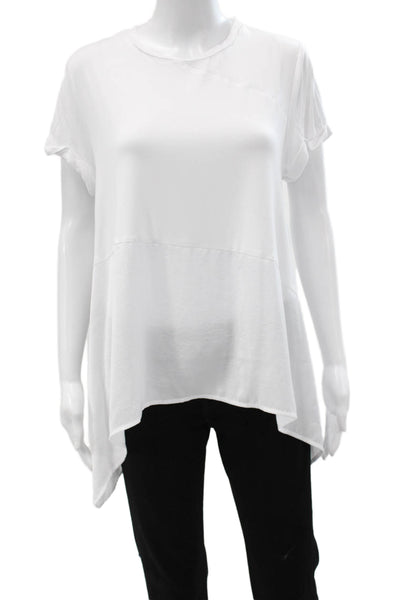 Renuar Women White Tunic Short Sleeve Round Neck Pullover Polyester Size M