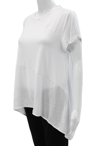 Renuar Women White Tunic Short Sleeve Round Neck Pullover Polyester Size M
