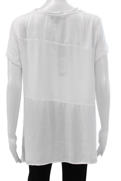 Renuar Women White Tunic Short Sleeve Round Neck Pullover Polyester Size M