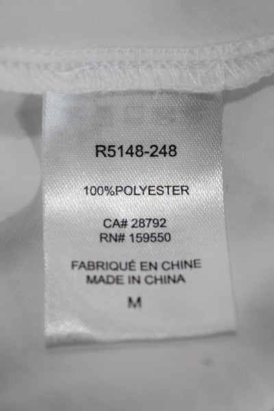 Renuar Women White Tunic Short Sleeve Round Neck Pullover Polyester Size M