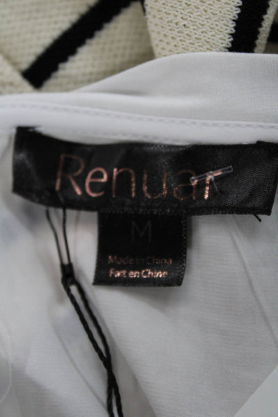 Renuar Women White Tunic Short Sleeve Round Neck Pullover Polyester Size M