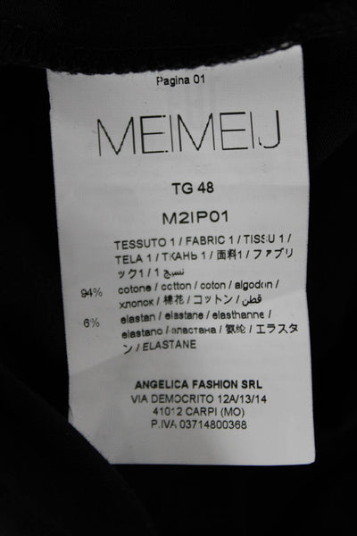 Meimeij Women Basic Merino Wool Black Long Sleeve T-Shirt Round Neck Size 48
