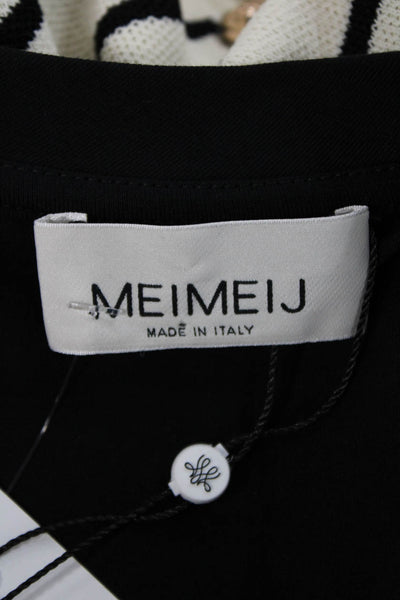 Meimeij Women Basic Merino Wool Black Long Sleeve T-Shirt Round Neck Size 48