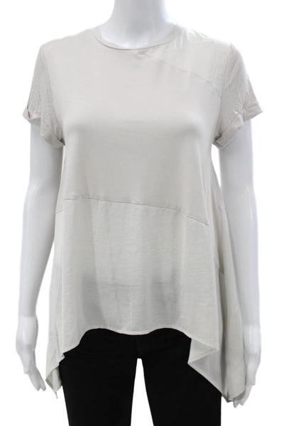 Renuar Womens Tunic Blouse Beige Crew Neck Short Sleeve Polyester Size XS