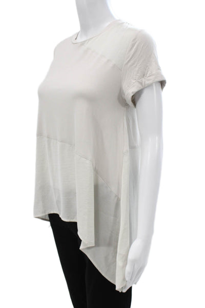 Renuar Womens Tunic Blouse Beige Crew Neck Short Sleeve Polyester Size XS